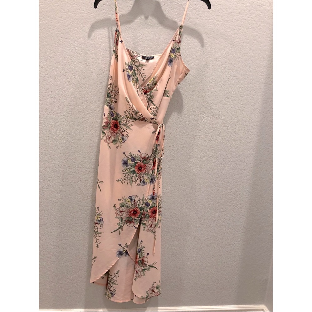 Topshop floral pink wrap dress